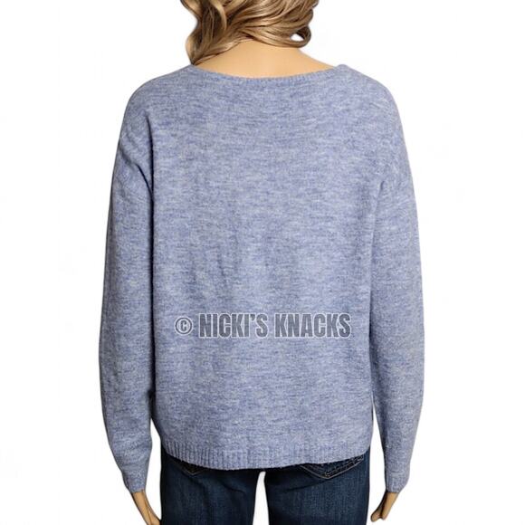 Ruched Drawstring V-Neck Pullover Coastal Granddaughter Blue Sweater Size M - Picture 5 of 10